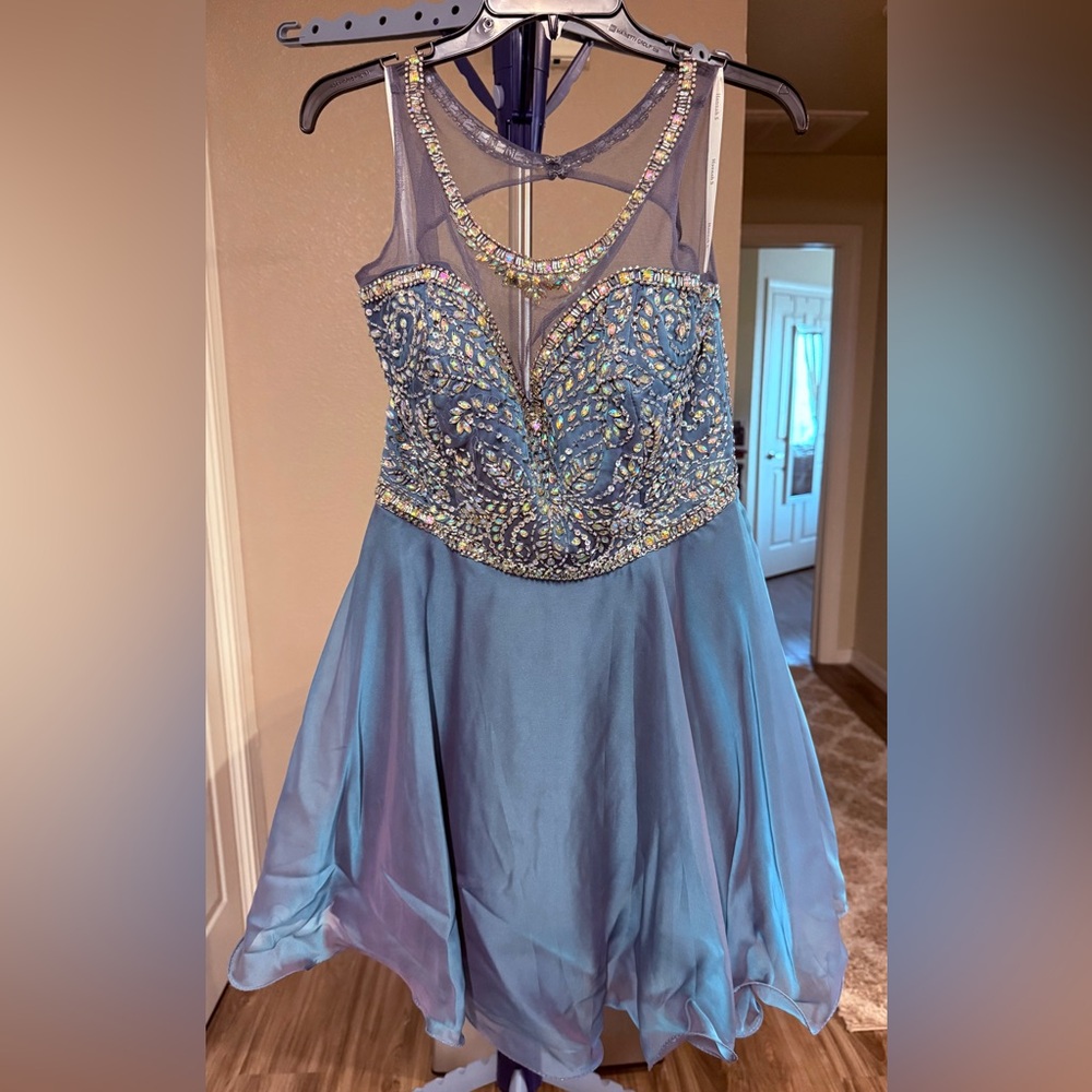 Elegant Blue Embellished Dress